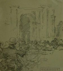Dibujos de los académicos en el Pleno de sesiones de San Fernando