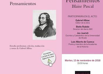 Gabriel Albiac lleva a cabo un estudio, edición y traducción de los “Pensamientos” de Blaise Pascal en Tecnos